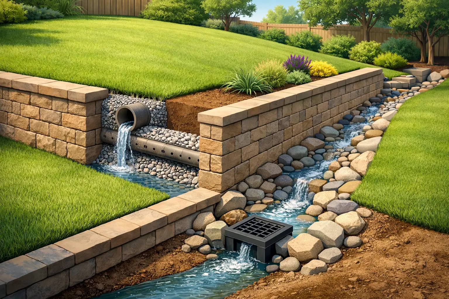 Read more about the article Retaining Wall for Yard Drainage That Works